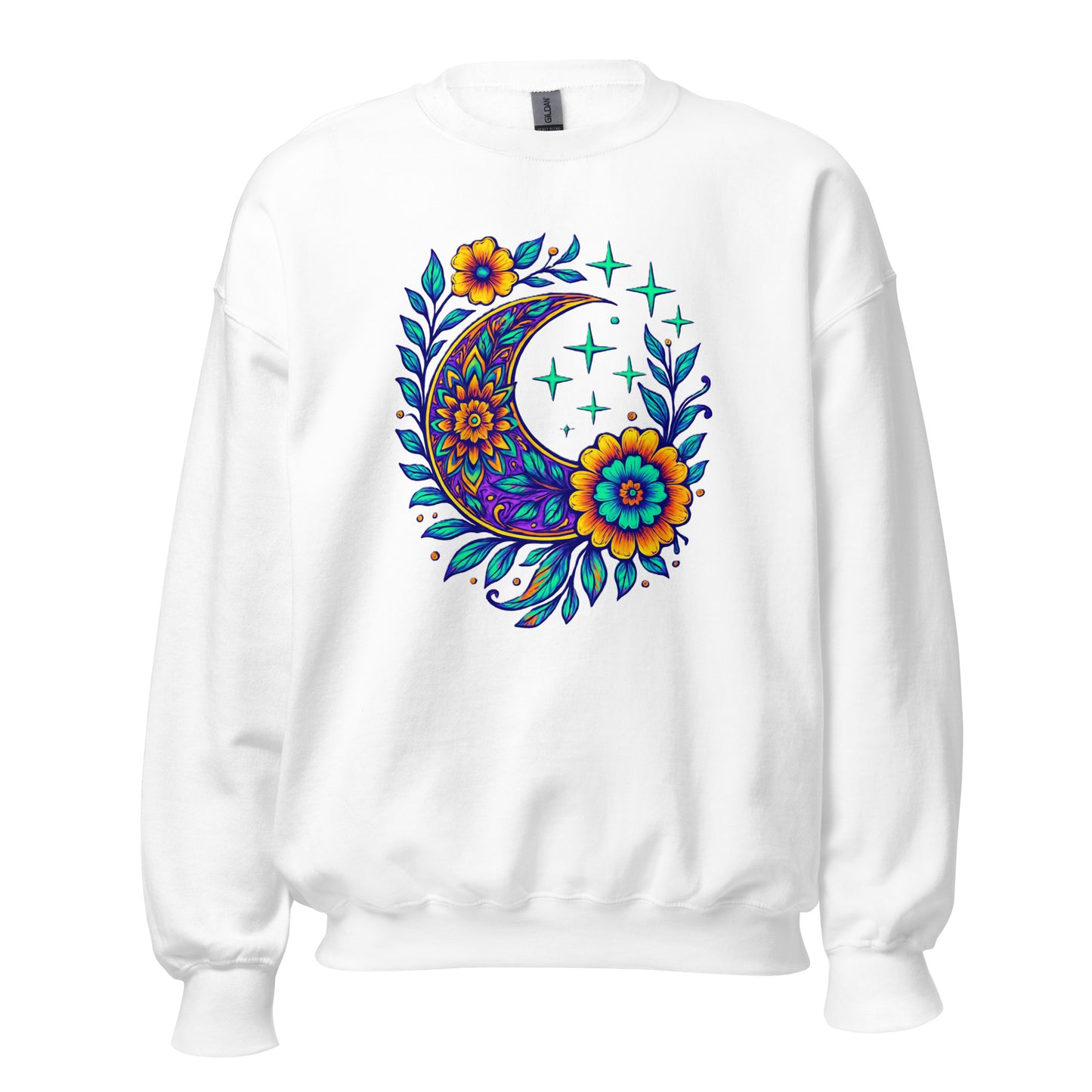 Floral Crescent Sweatshirt — Unisex Graphic Crewneck Sweatshirt | LowCool Brands