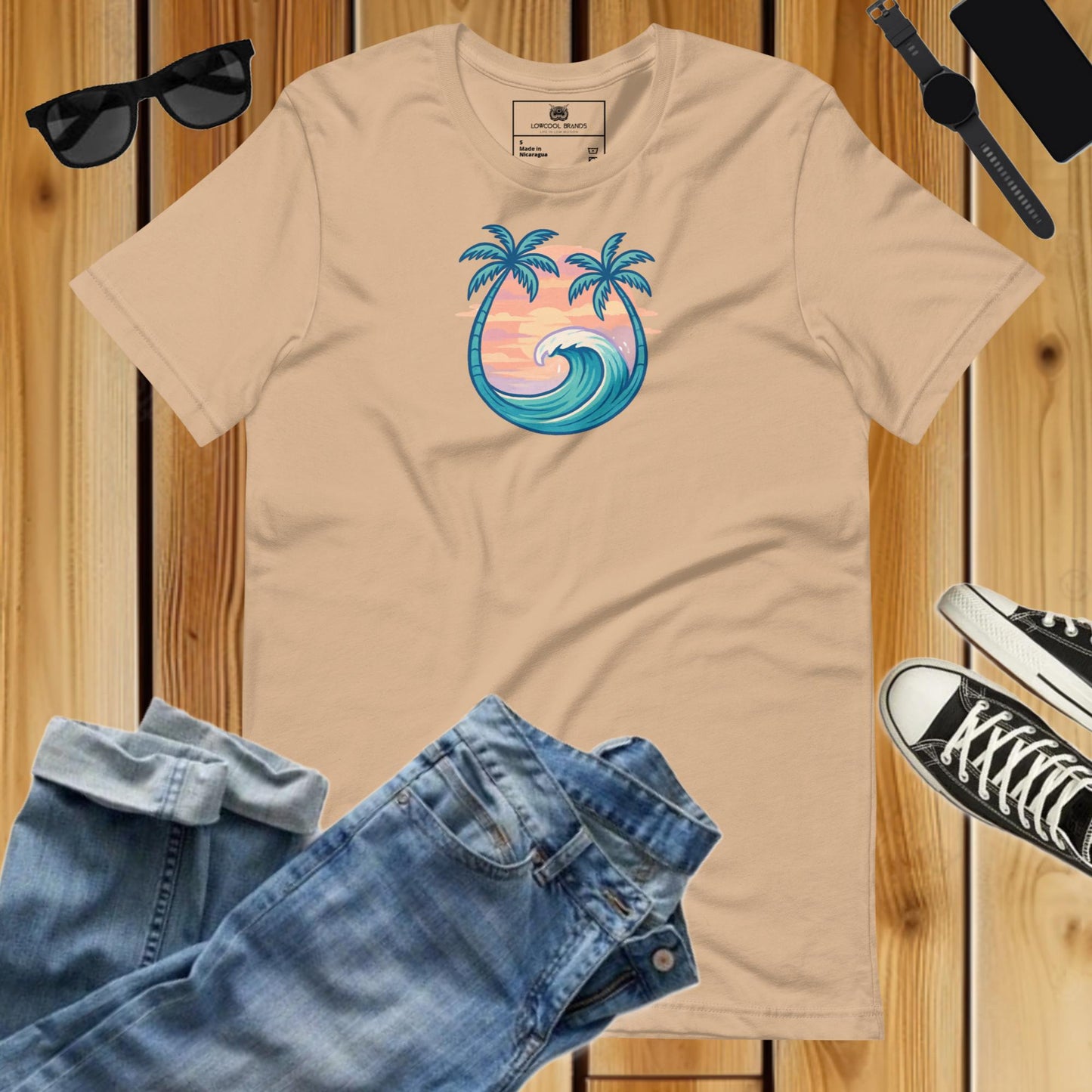 Sunset Palm Wave T-Shirt-T-Shirt-LowCool Brands