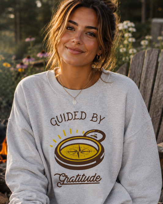 Guided by Gratitude Sweatshirt — Unisex Graphic Crewneck Sweatshirt | LowCool Brands