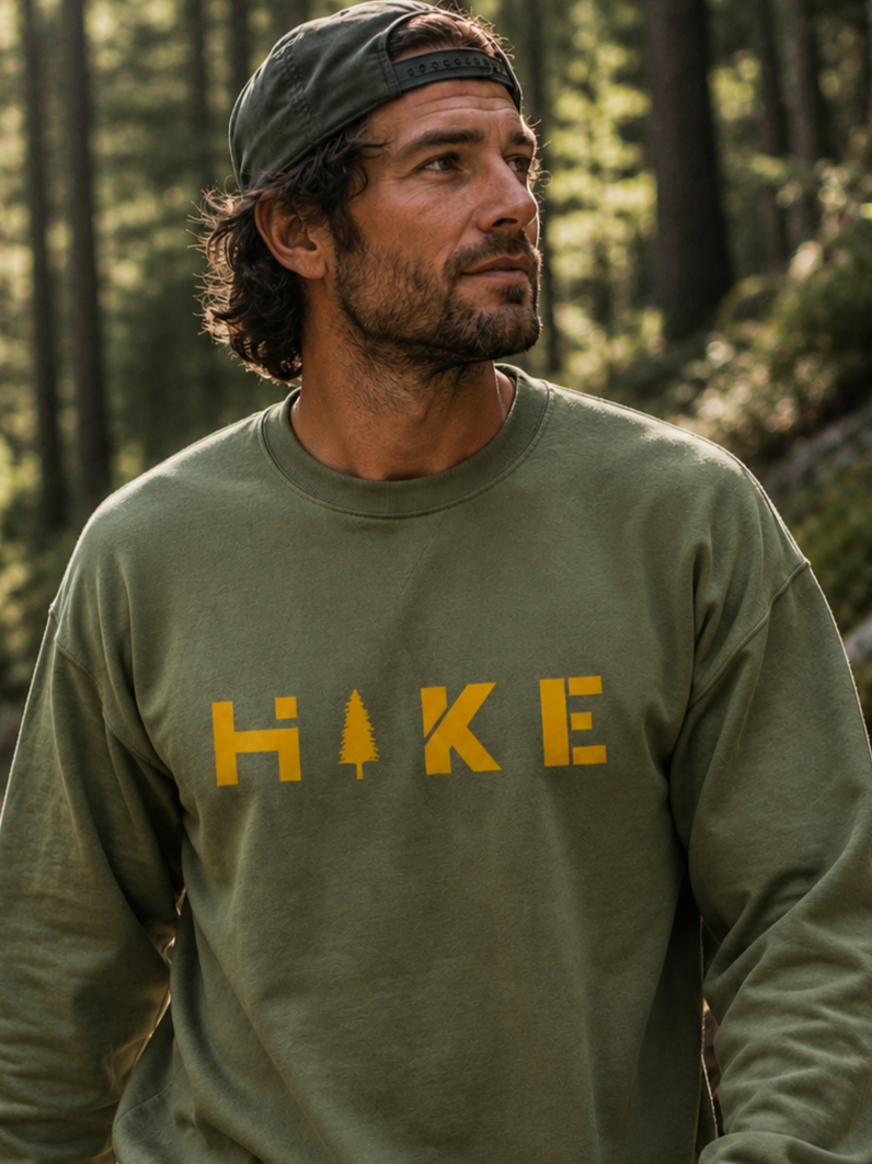 HIKE Sweatshirt — Unisex Hiking Graphic Crewneck Sweatshirt | LowCool Brands