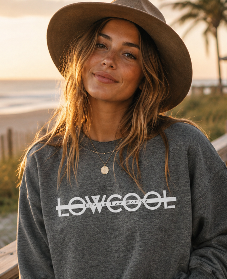 LowCool Life in Low Motion Sweatshirt — Unisex Graphic Crewneck Sweatshirt | LowCool Brands
