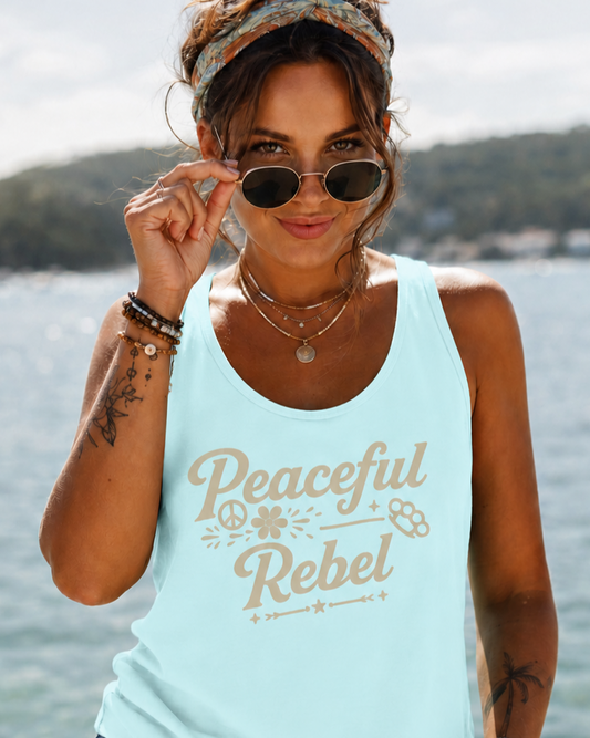 Peaceful Rebel Women’s Fitted Racerback Rank Top