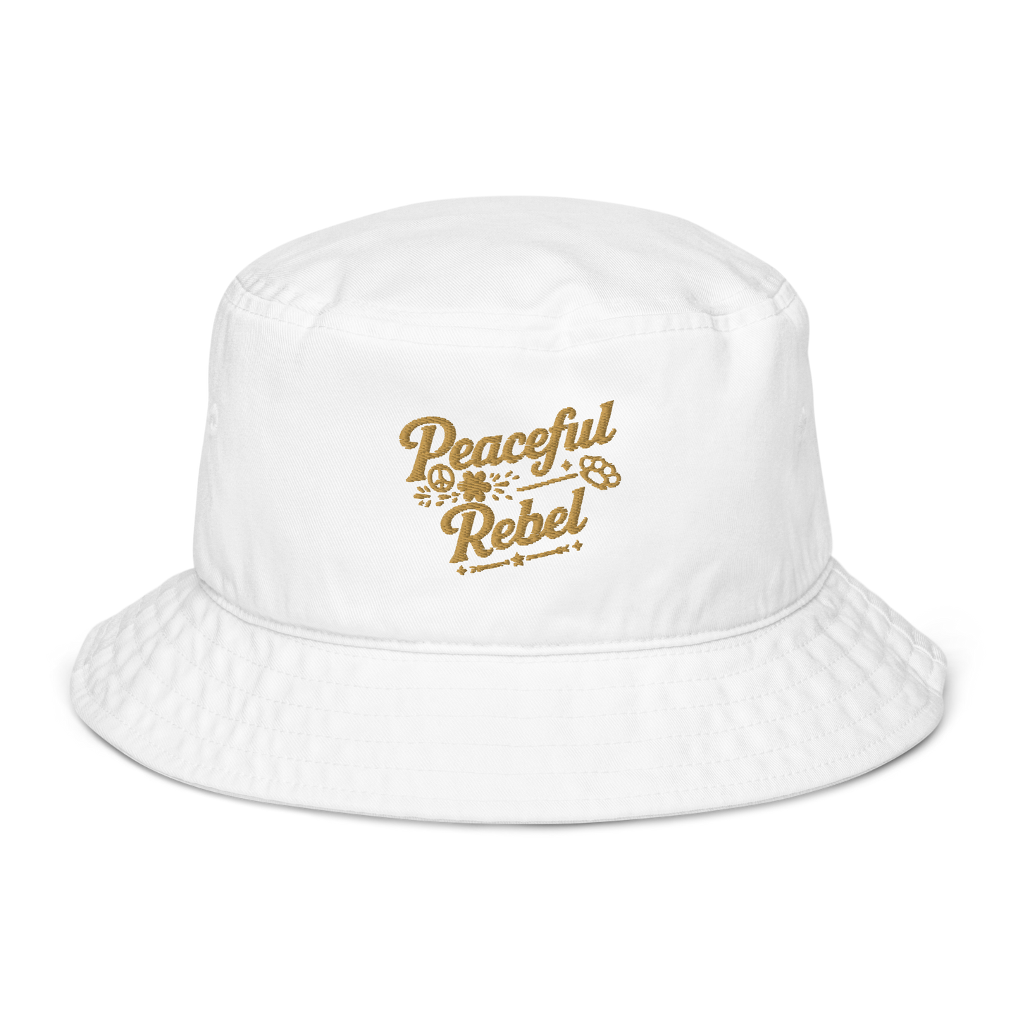Peaceful Rebel Bucket Hat — Embroidered Unisex Hat | LowCool Brands