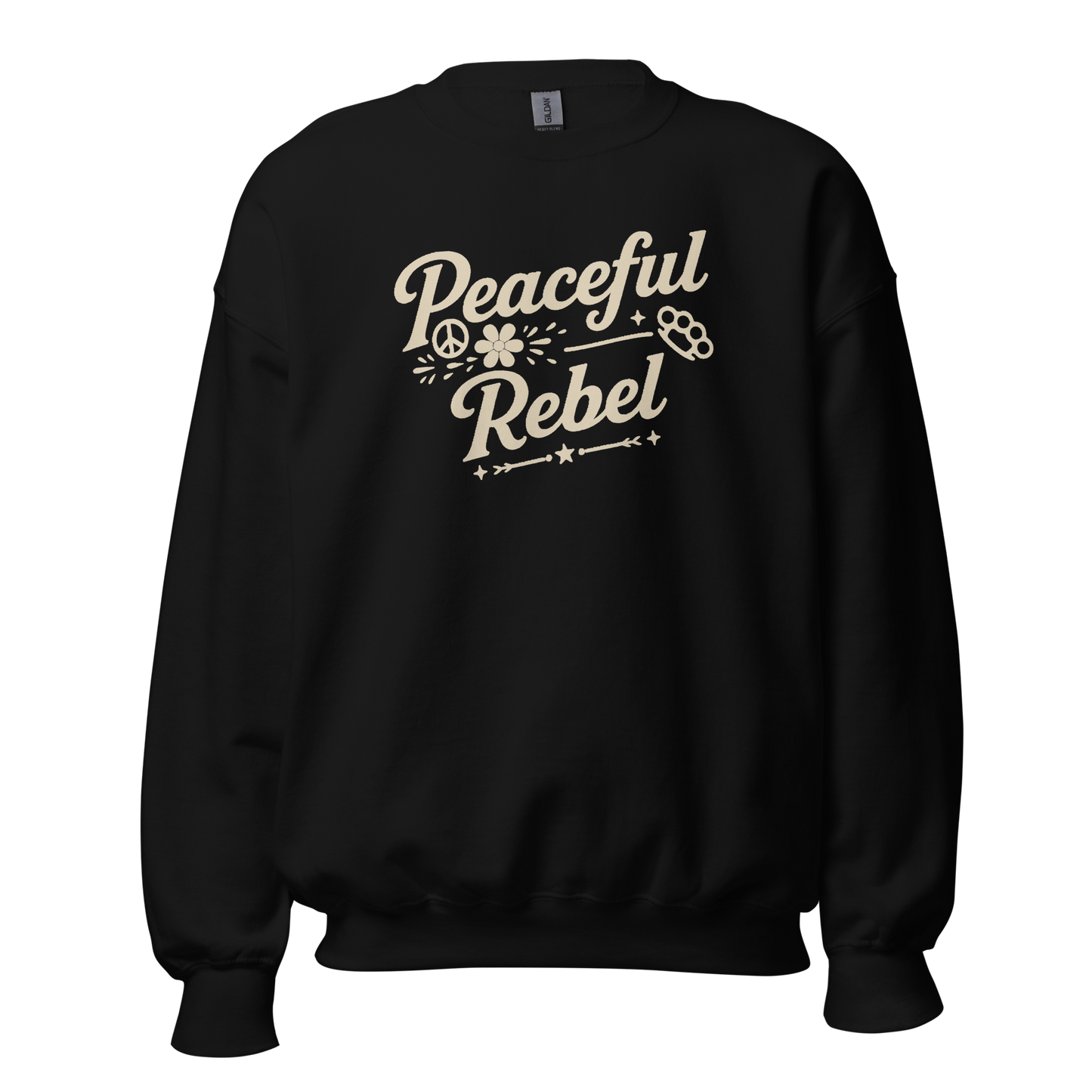 Peaceful Rebel Sweatshirt — Unisex Graphic Crewneck | LowCool Brands