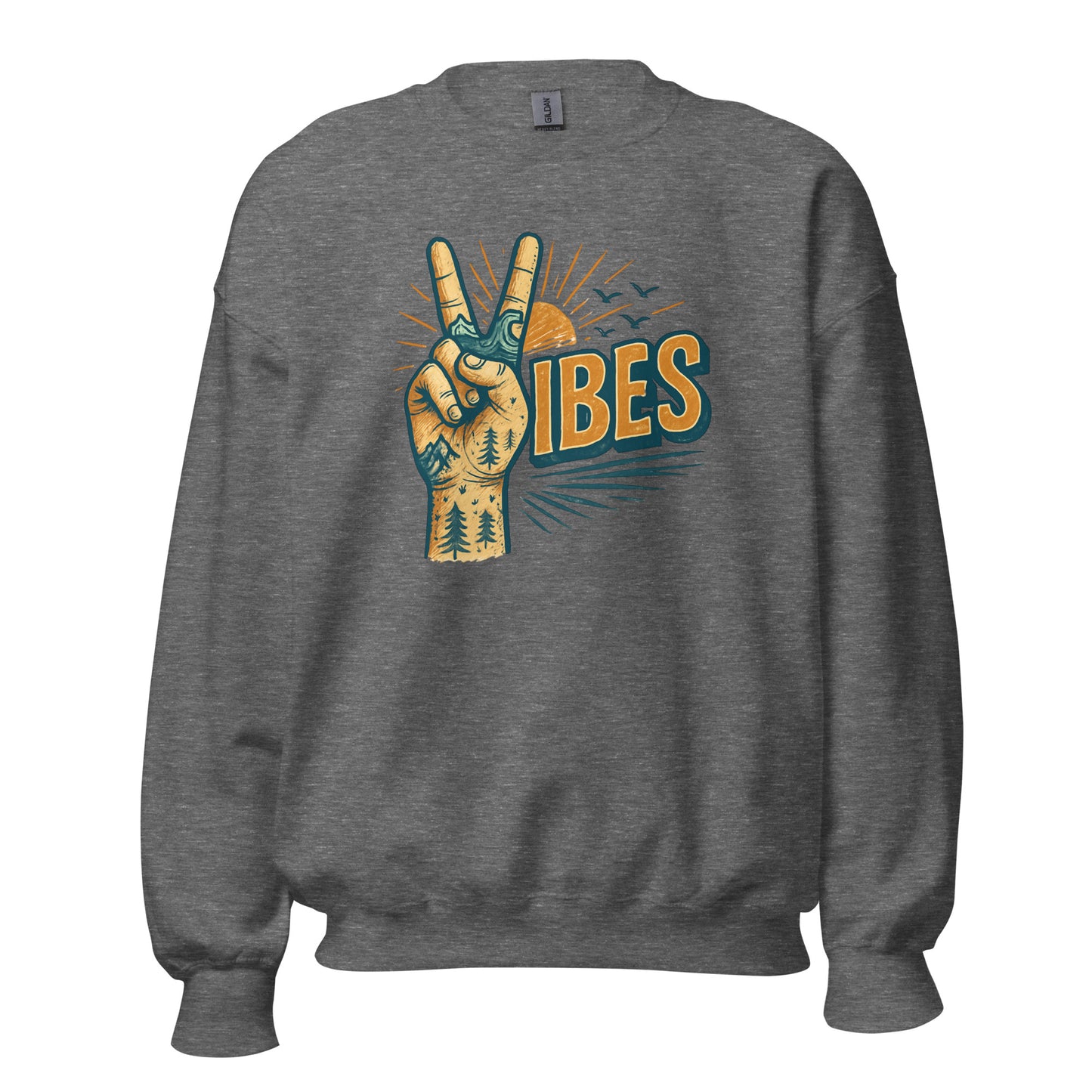 Vibes Sweatshirt — Unisex Graphic Crewneck Sweatshirt | LowCool Brands