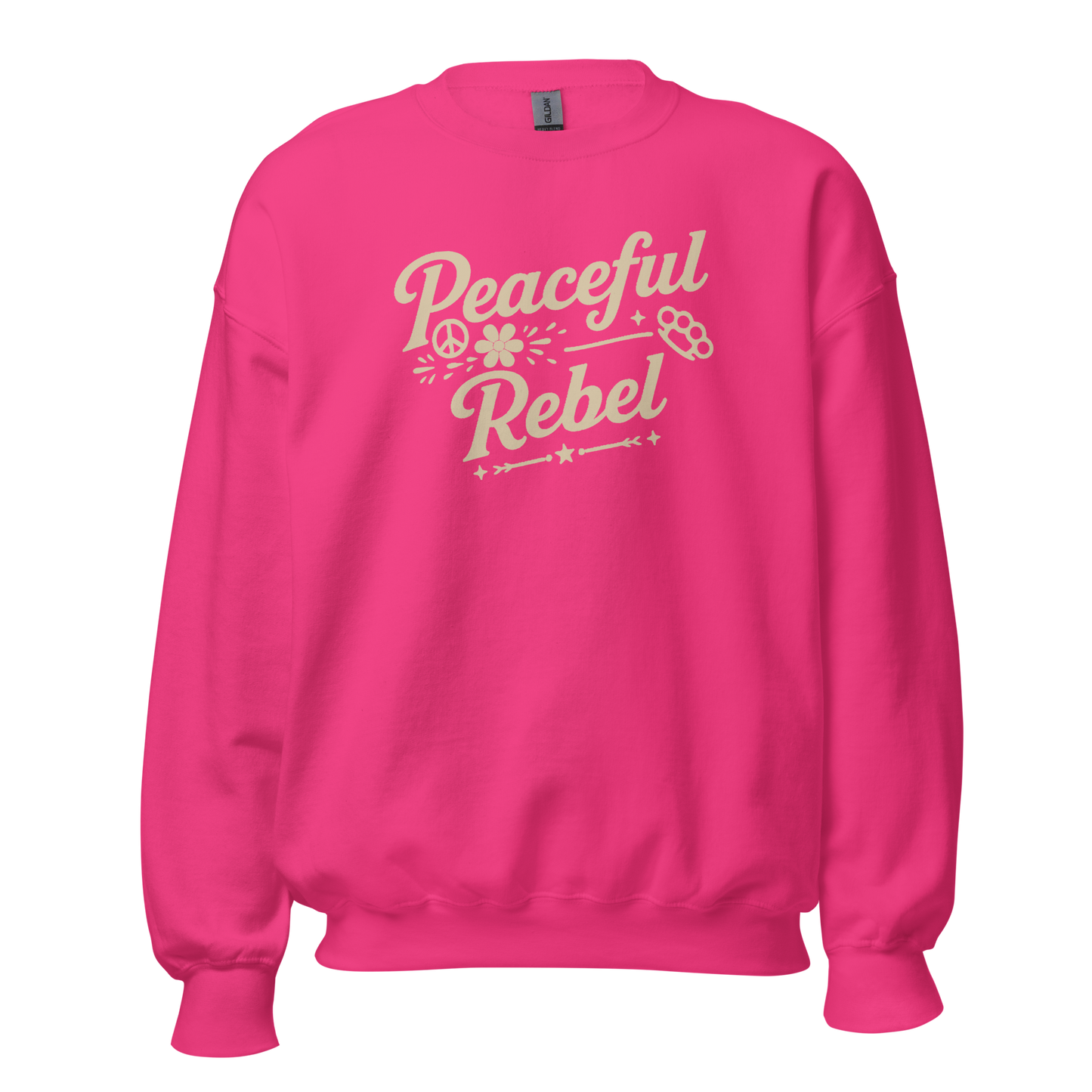 Peaceful Rebel Sweatshirt — Unisex Graphic Crewneck | LowCool Brands