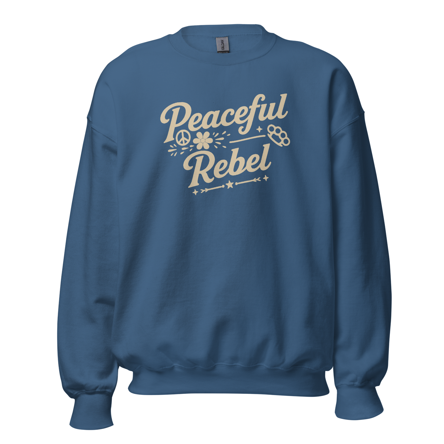 Peaceful Rebel Sweatshirt — Unisex Graphic Crewneck | LowCool Brands