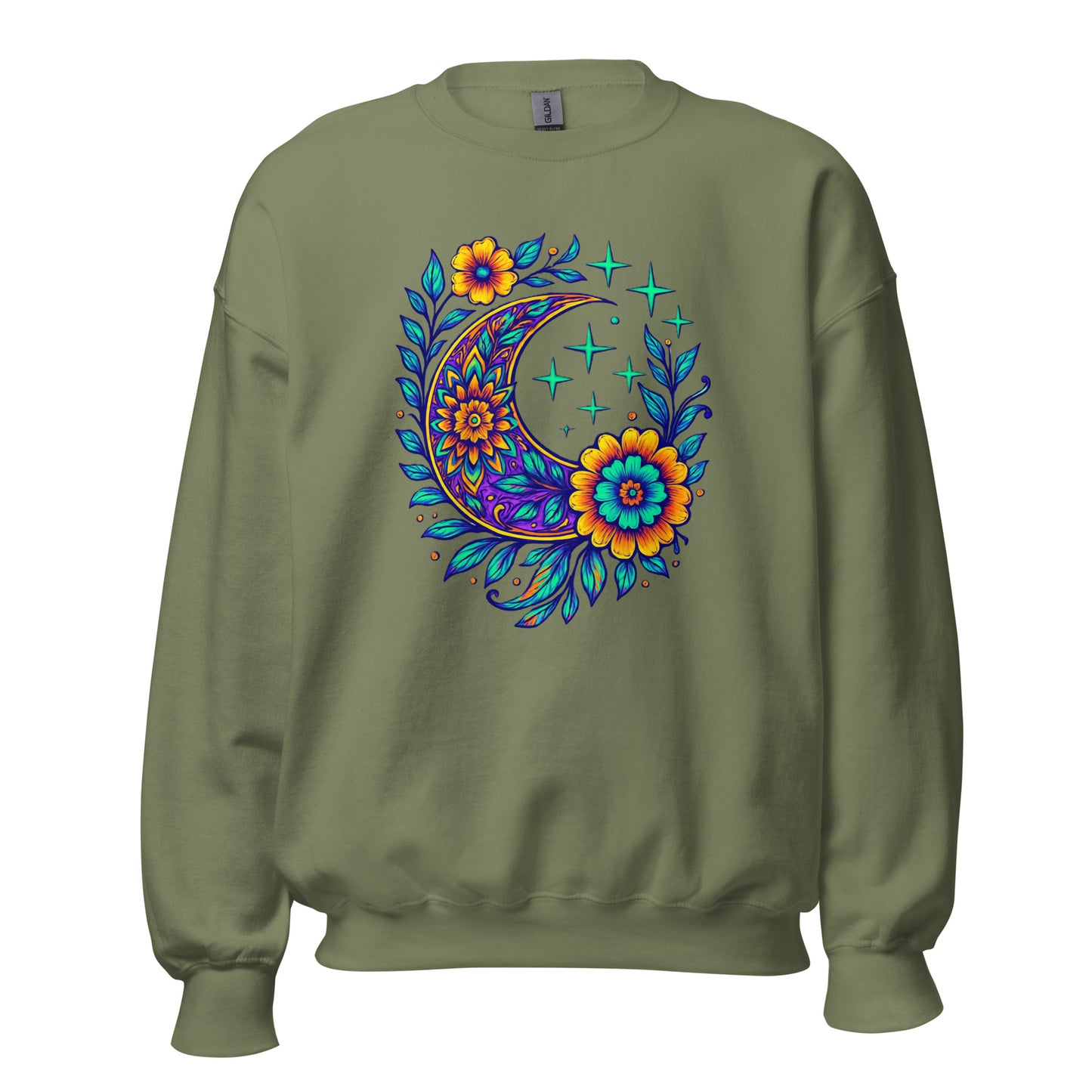 Floral Crescent Sweatshirt — Unisex Graphic Crewneck Sweatshirt | LowCool Brands