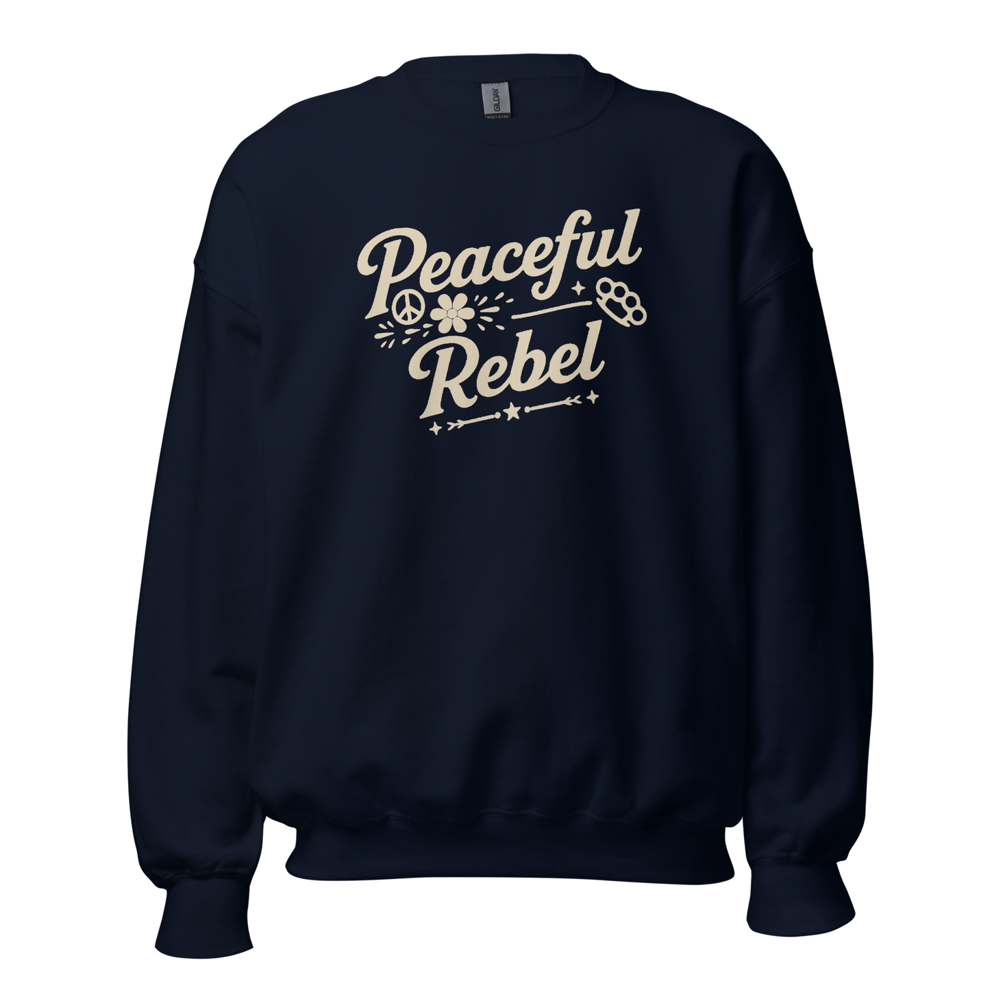 Peaceful Rebel Sweatshirt — Unisex Graphic Crewneck | LowCool Brands