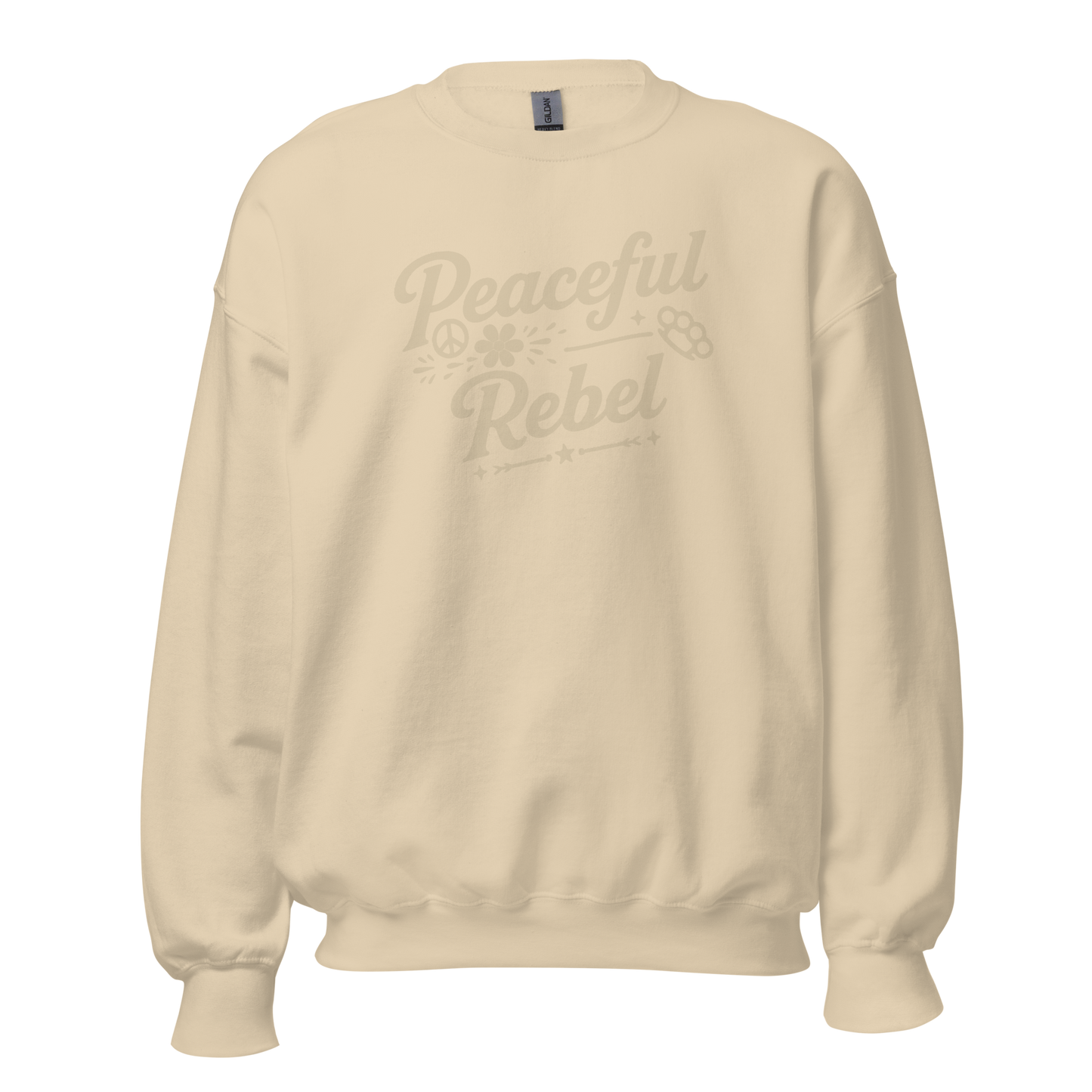 Peaceful Rebel Sweatshirt — Unisex Graphic Crewneck | LowCool Brands