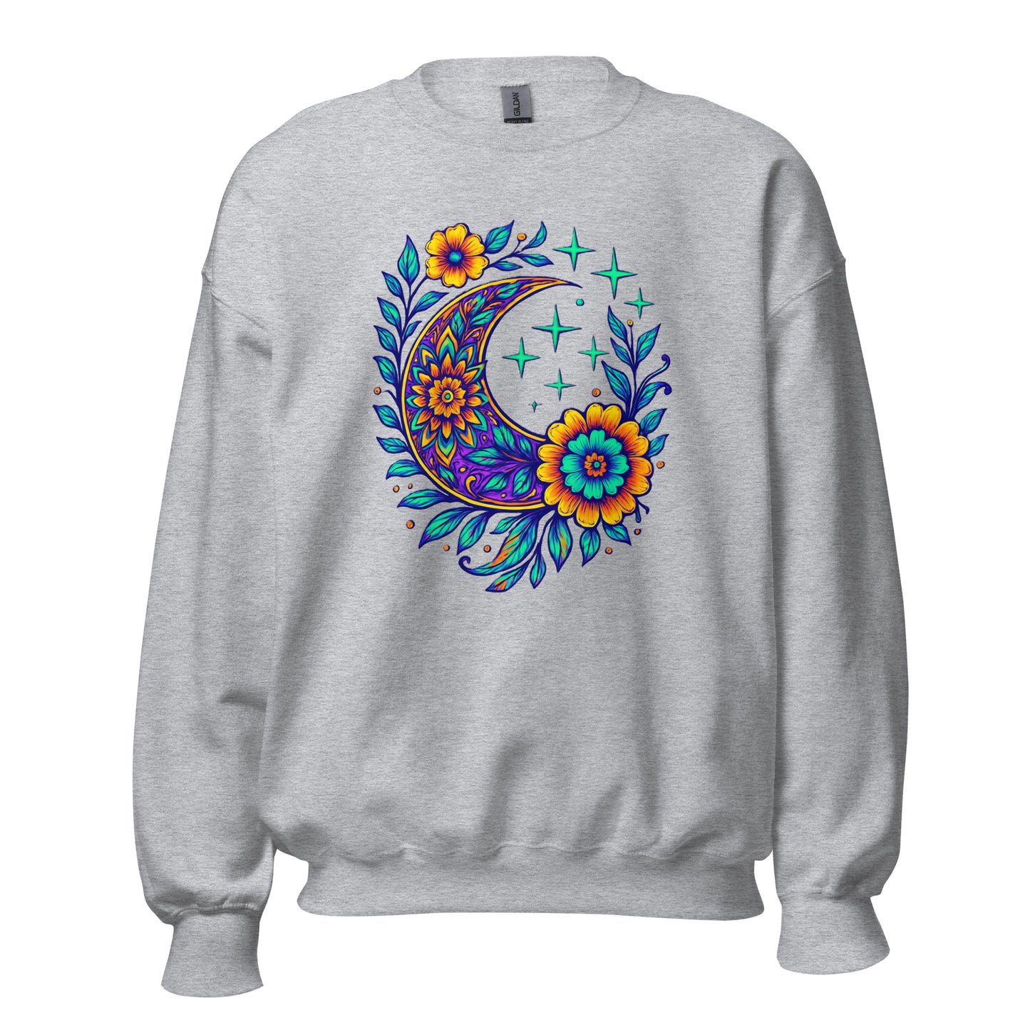 Floral Crescent Sweatshirt — Unisex Graphic Crewneck Sweatshirt | LowCool Brands